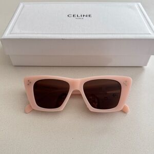 NEW CELINE CL40187I Women Cat Eye Sunglasses Pale Pink / Brown 52mm Acetate